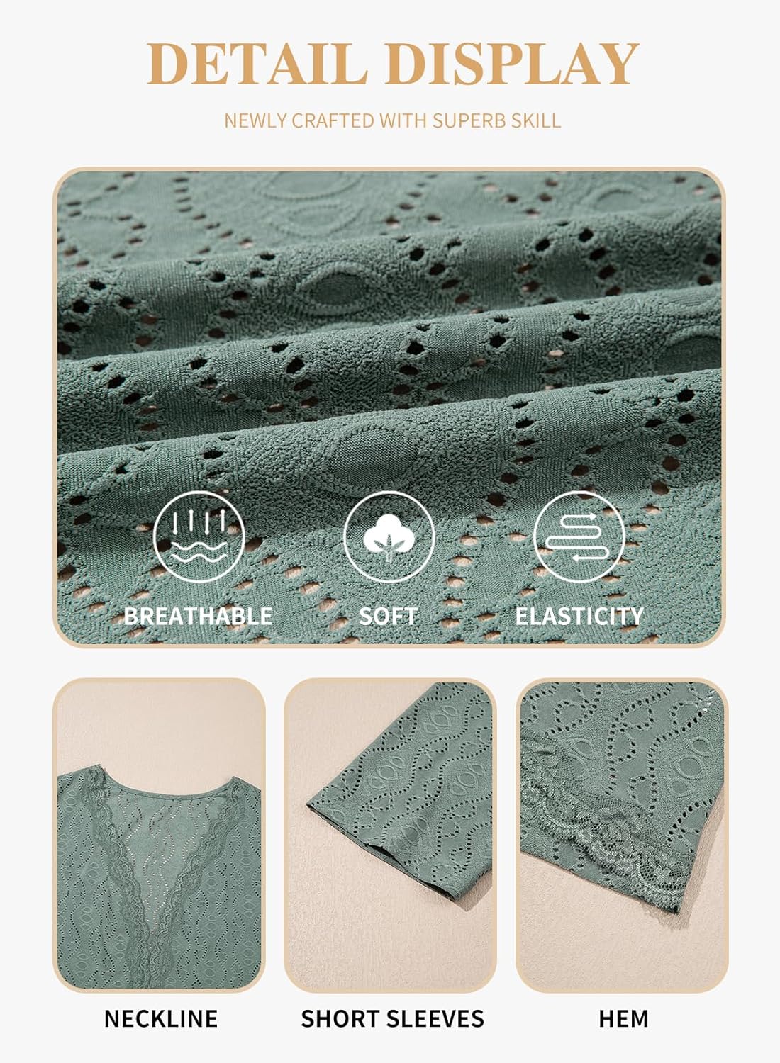 Eytino Plus Size Cardigan for Women Summer Casual Loose Half Sleeve Knit Jacquard Fashion Lace Open Front Tops(1X-5X) - Image 5