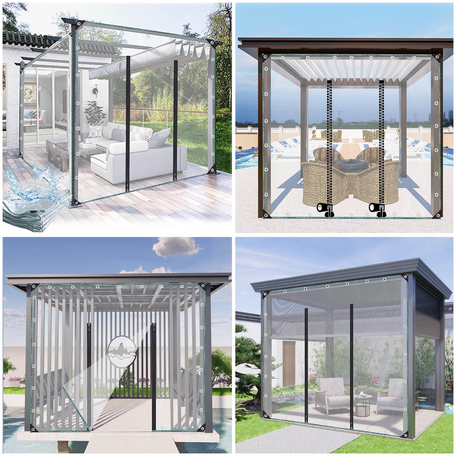 Heavy Du C Telone con porta con cerniera – Copertura impermeabile in PVC trasparente, 0 m, in polivinile, ideale per tende, pannelli laterali per patio, dimensioni: 1-, LxH: 5 x 2,2 m / 16.4x7.2ft