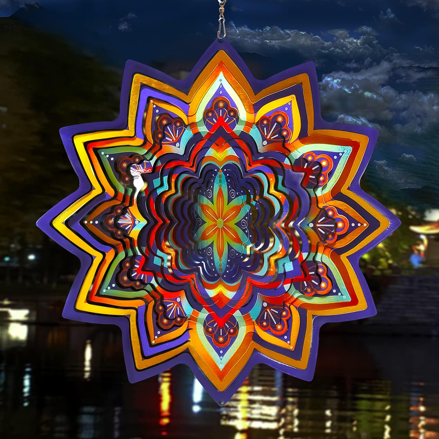 Fonmy Mandala Wind Spinner Lucky Star Worth Gift Indoor Outdoor Garden