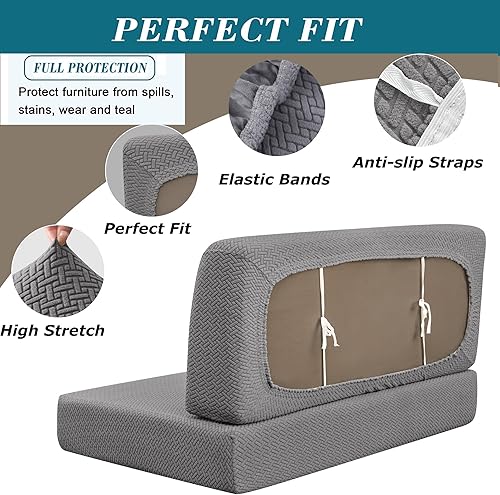 Miniatura 4 de HFCNMY Fundas de cojín para comedor de autocaravana, 2 juegos de fundas elásticas de cojín de tela jacquard, funda de asiento de caravana, fundas de