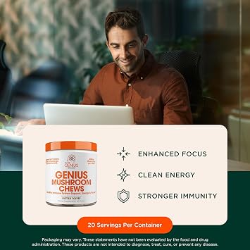 Genius Mushroom, 60 Chews & Genius Lion's Mane, 60 Chews, Bundle