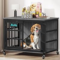 Vista 19 de EasyCom mueble de jaula para perros de 41"/33"/27" con etiqueta de nombre, perrera para perros de interior resistente para perros medianos, jaula