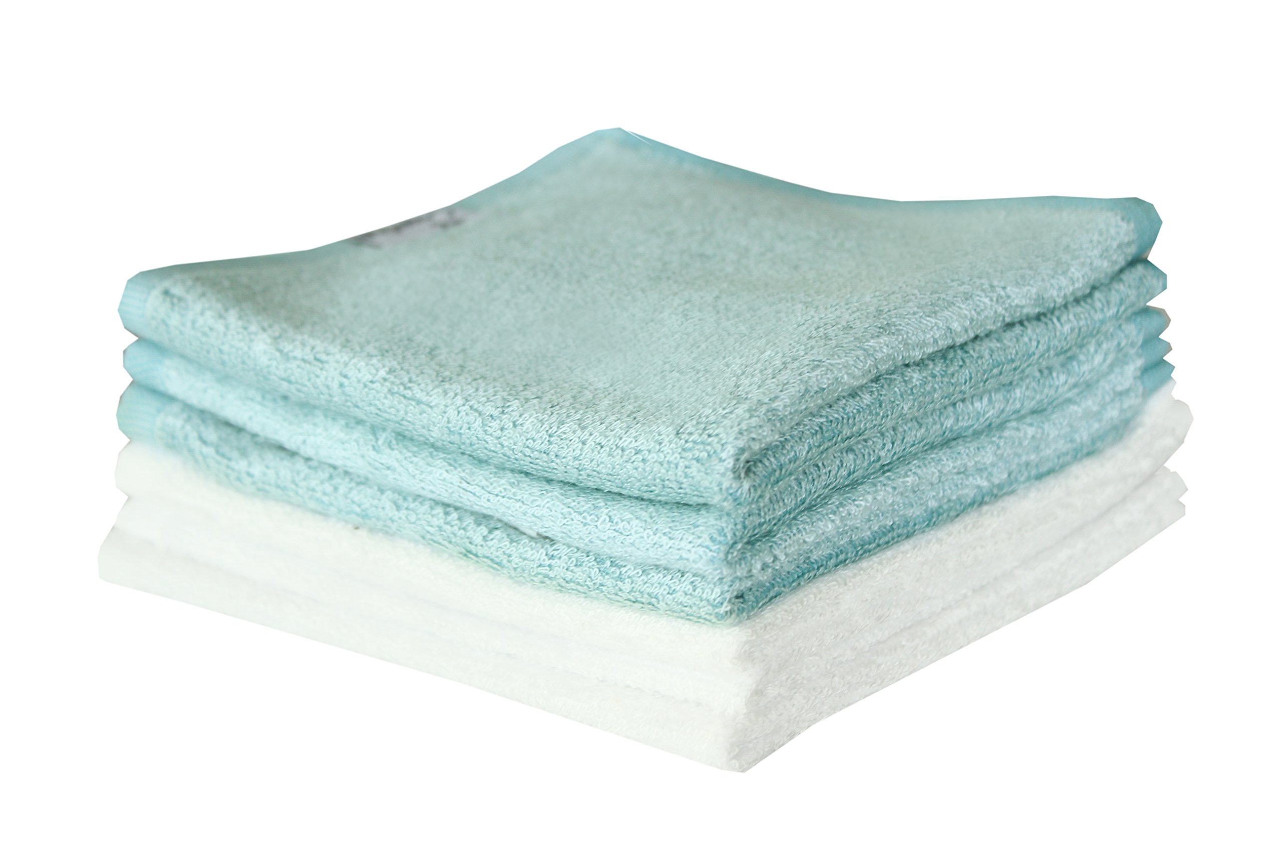 Copper Pearl 6 Baby Bath salviette Premium Large morbido bianco e blu 11 x 11 pollici Rayon da bambù Fibre asciugamani in