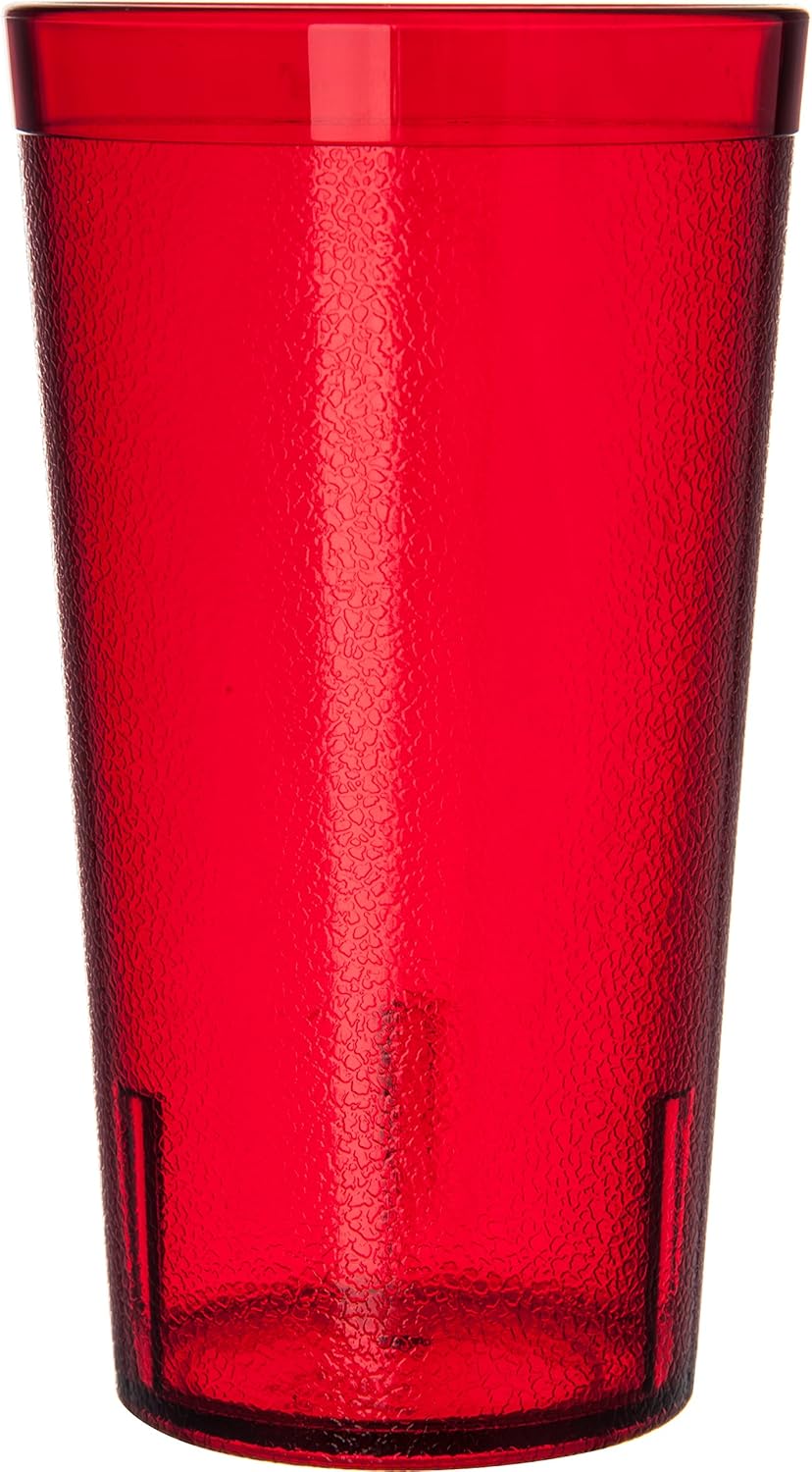 Carlisle FoodService Products Stackable Tumbler Plastic Tumbler for Restaurants, Catering, Kitchens, Plastic, 16 Ounces, Ruby, (Pack of 72)