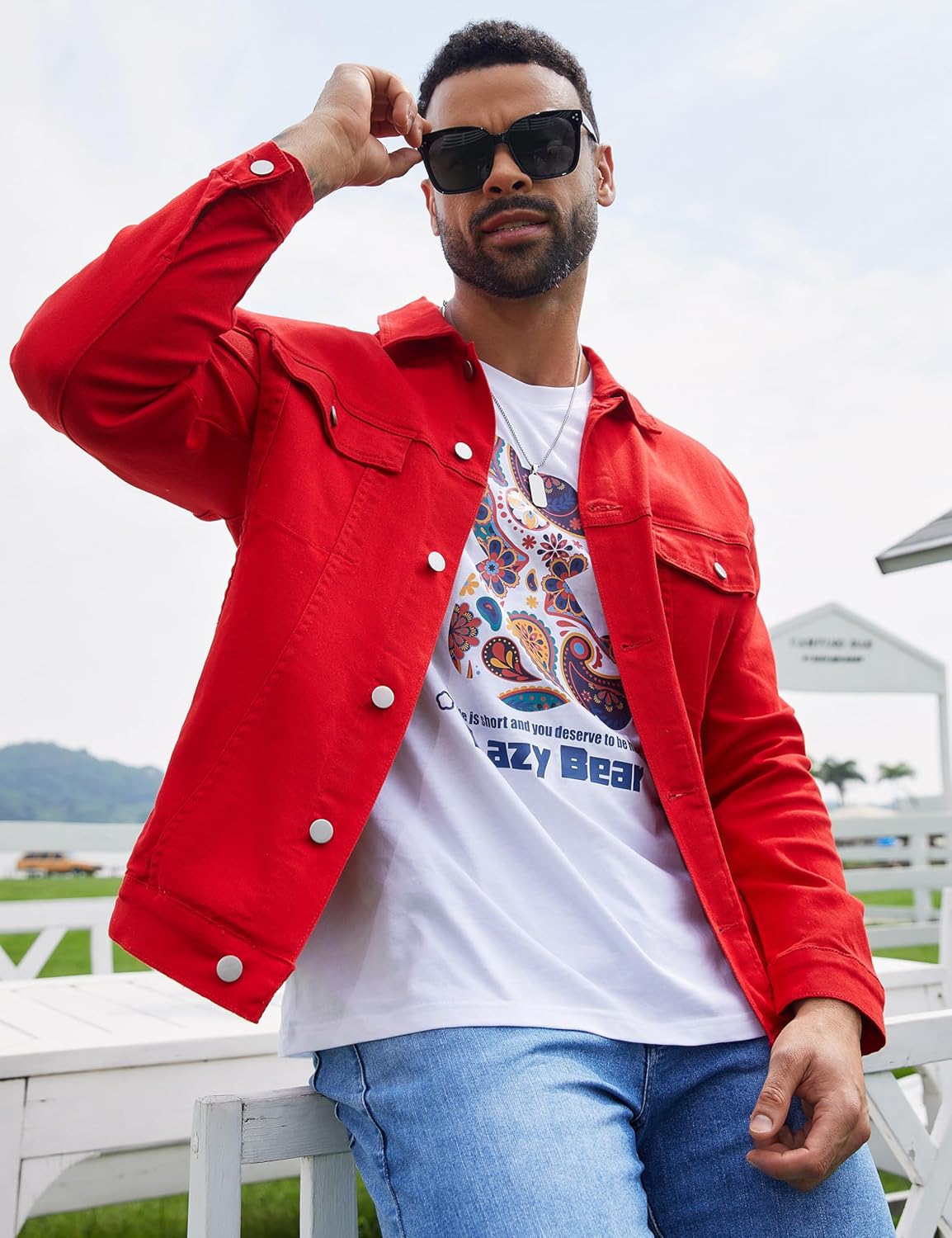 Bindefon Denim Jackets for Men Trucker Jean Jacket Unlined Coats Spring Fall Outfits - Image 6