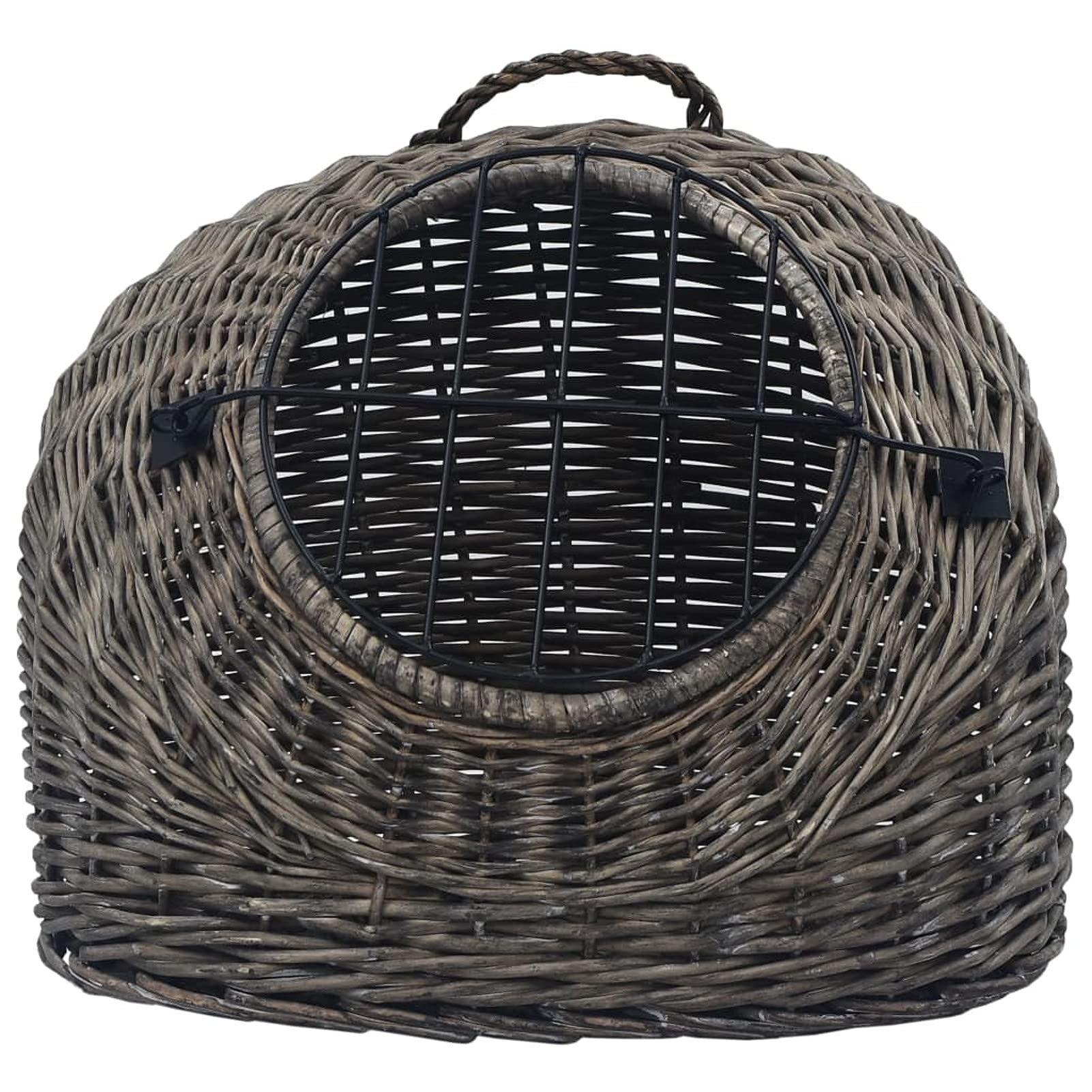 Katzen Transportkorb Katzenkorb Transportbox Grau Natürliche Weide 45×35×35 cm