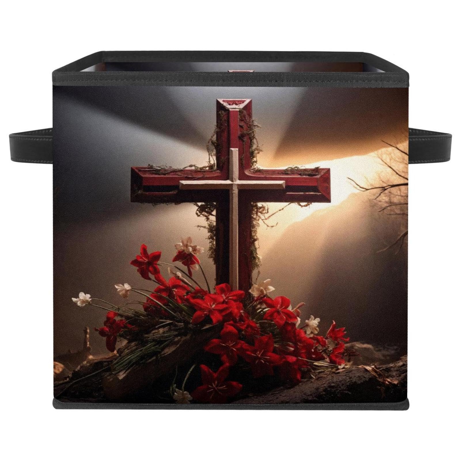 Boîte de rangement pliable motif croix pour étagère salon