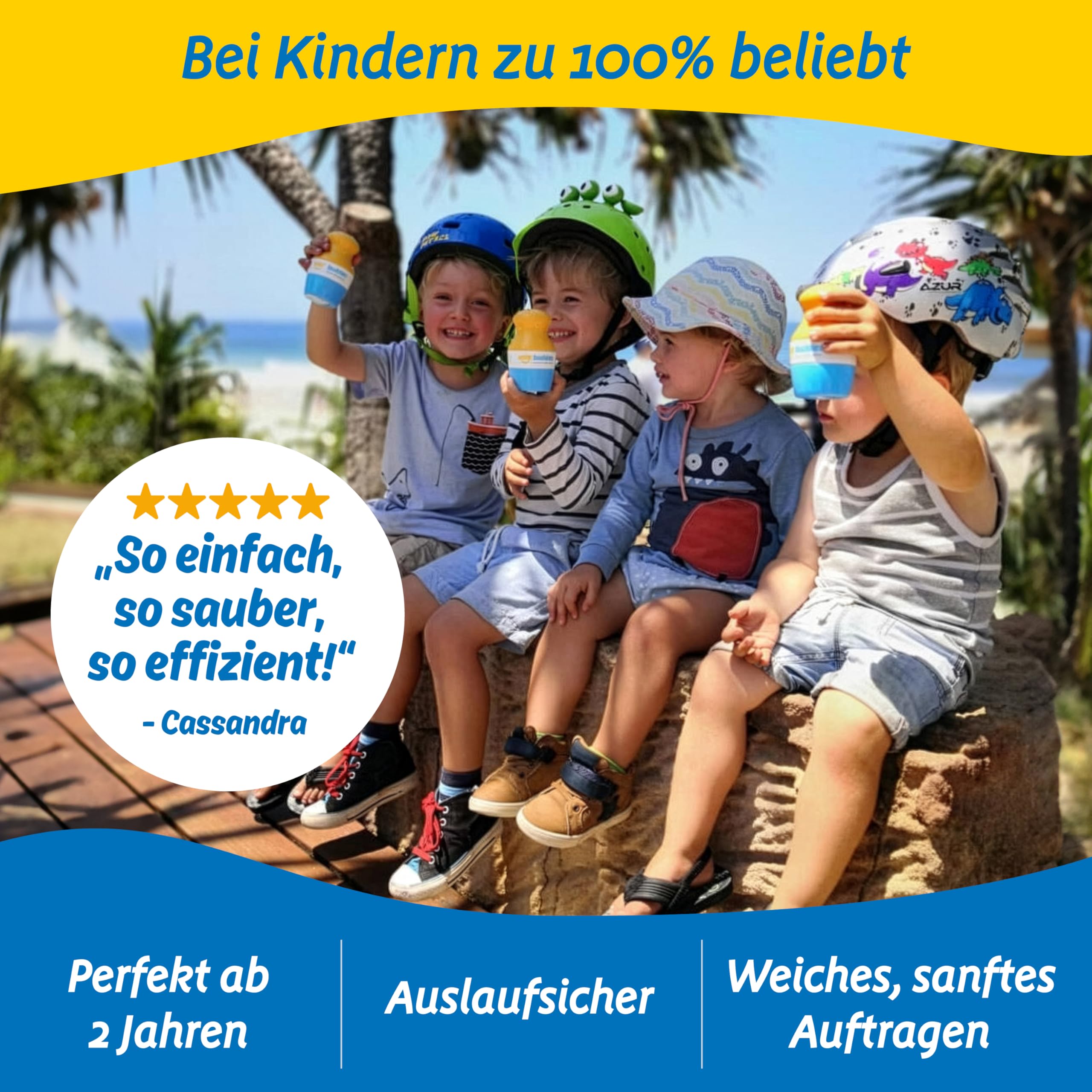 Solar Buddies Nachfüllbarer Roll-on Schwammapplikator für Sonnencreme 100ml Pink Blau Grün