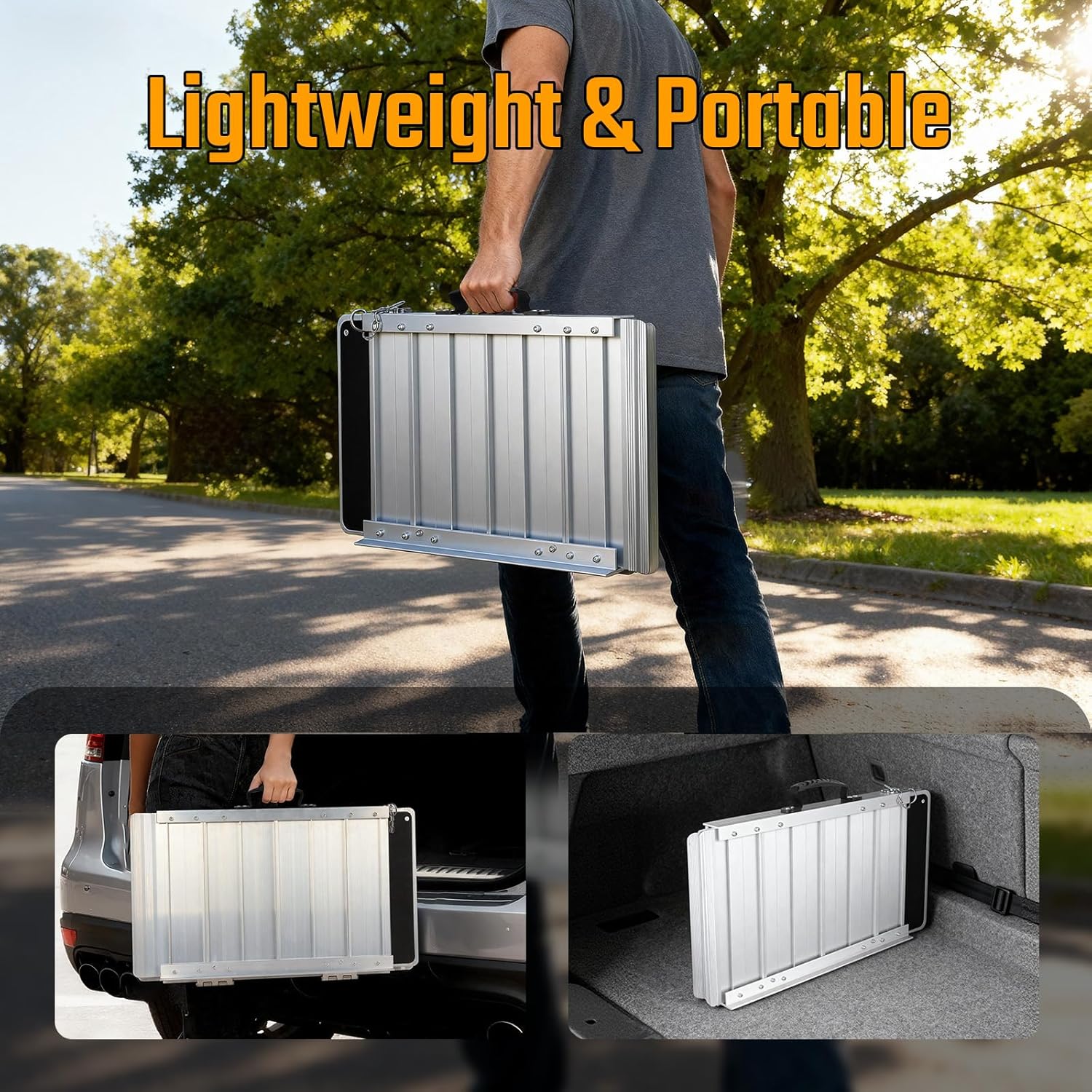 2FT Portable Wheelchair Ramp, 600 LBS Capacity Folding Handicap Ramp, Non-Slip Aluminum Portable Ramps, Threshold Ramp for Home Steps, Stairs, Doorways, Home Entry, and Door