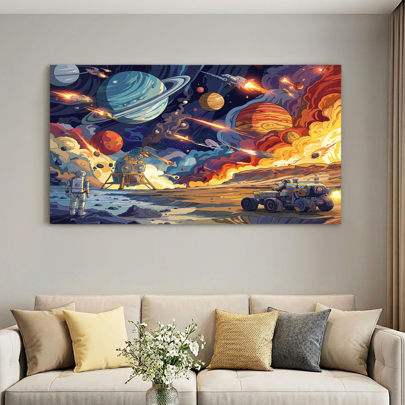Générique Cartoon Space Mały obraz Dekoracja ścienna, 90 x 60 cm