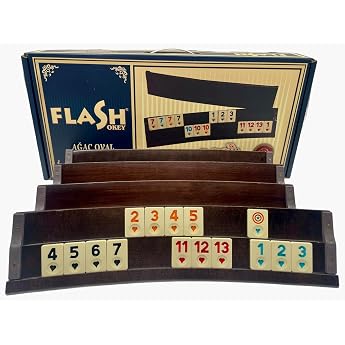 Generic Star Premium Handmade Oval Rummy Set Made of Real Wood Curved Rummy Okey Set