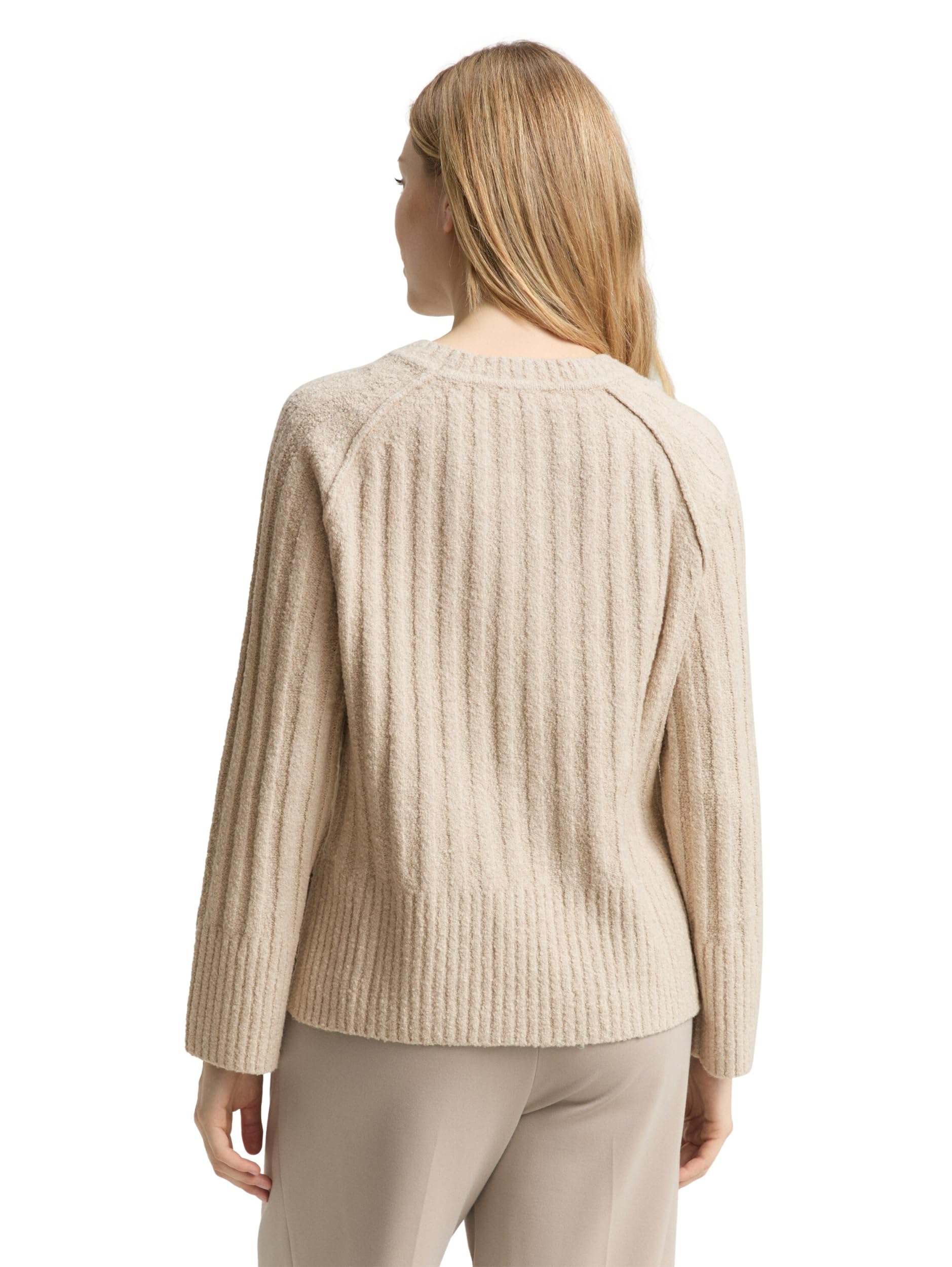 Tom Tailor Damen 1049133 Bouclé Strickpullover mit Wollanteil (1er Pack)