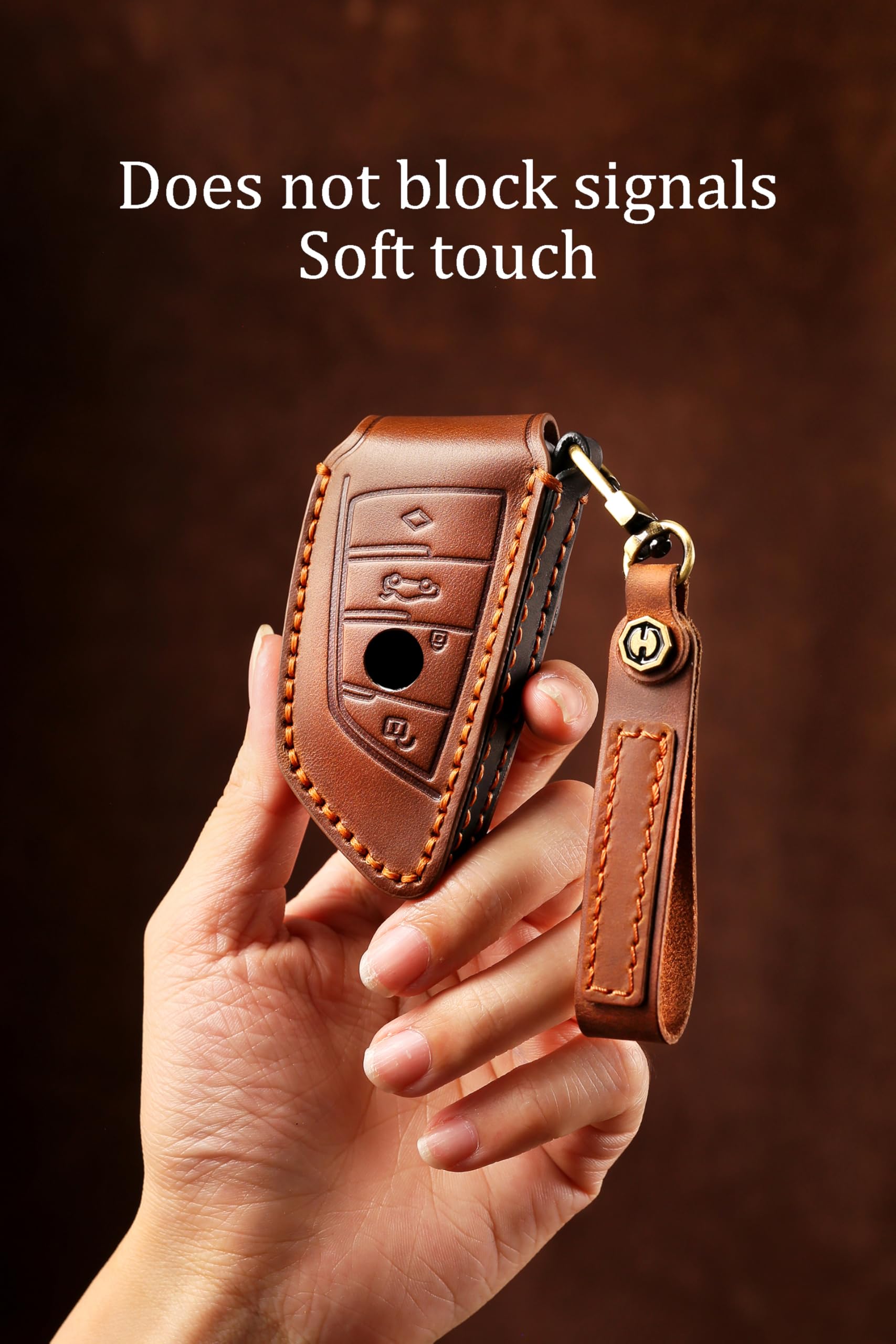 Smart etui na klucze, pasuje do BMW 1, 2, 3, 4, 5, 6, 7 serii X1, X2, X3, X5, X6, skórzany, etui ochronne, etui na kluczyki samochodowe, brelok do kluczy, pilot zdalnego sterowania, 4