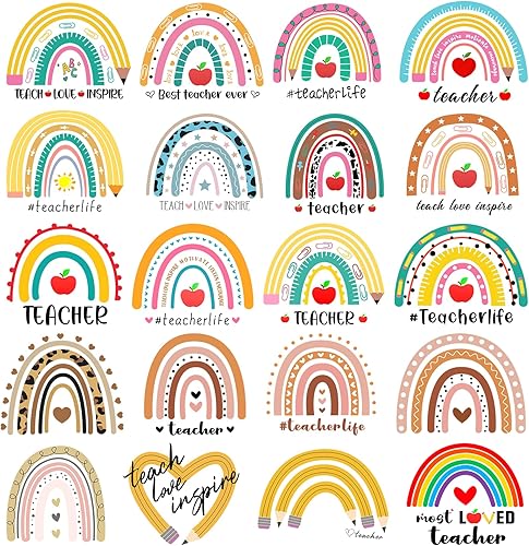 60 calcomanías de arco iris para profesores para sobres, tarjetas de felicitación, botellas de agua, laptop, colorido para profesores, arco iris,