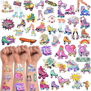 Roller Skate Temporary Tattoos,20 Sheets 200 Pieces Roller Skate Themed Tattoos Stickers Party Decoration Supplies Party favors for Kids Adults,Birthday Party Favors, Goodie Bag Fillers