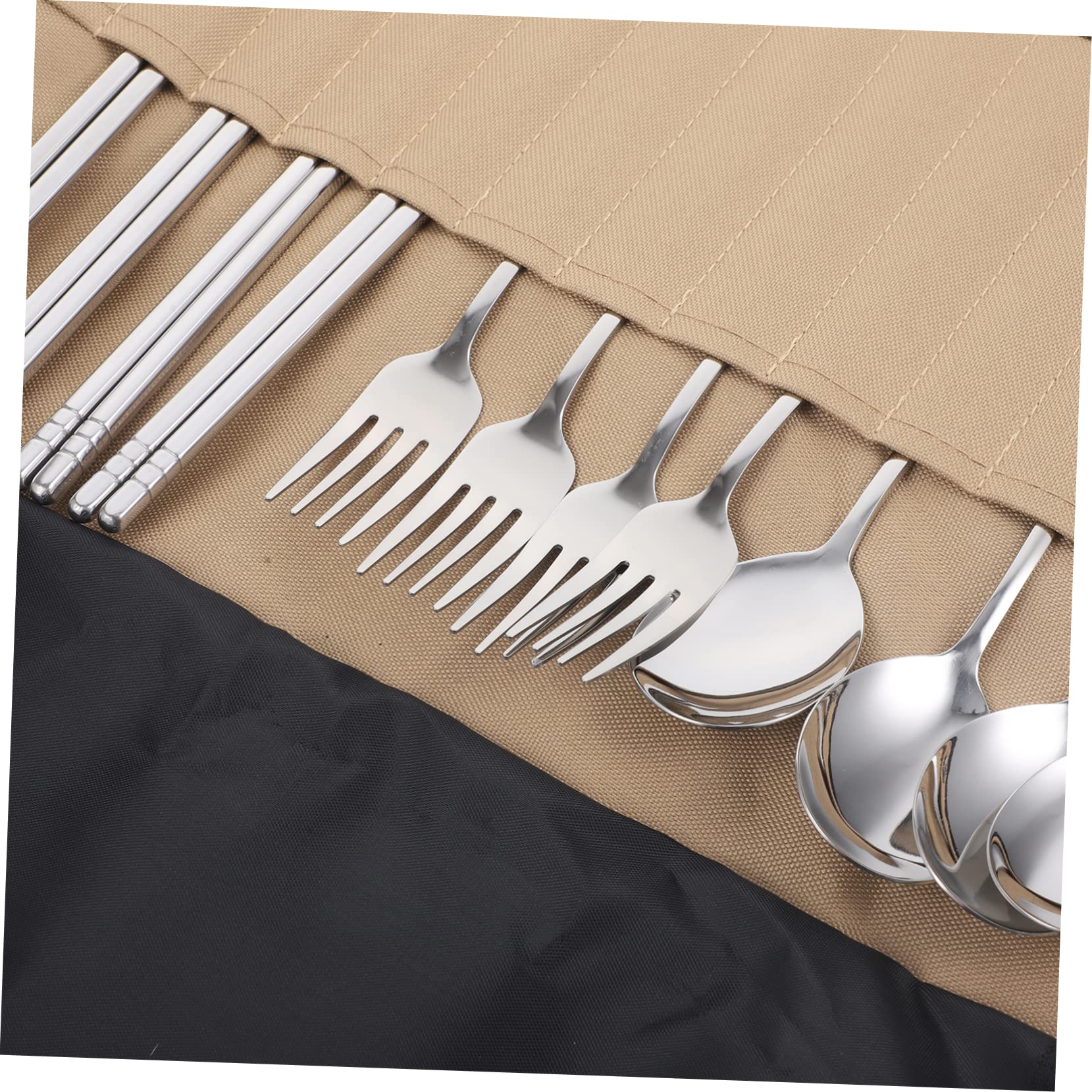 Mipcase Set Posate da Campeggio Portatile in Metallo Inossidabile e Nailon, Kit Utensili per Attività Esterna, Escursionismo e Campeggio