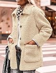PRETTYGARDEN Women's Winter Faux Fur Coats Long Sleeve Lapel Button Down Pockets Fleece Sherpa Jacket Casual Trendy Outerwear