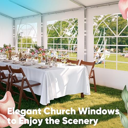 Miniatura 10 de Quictent Tienda de campaña para fiestas de 13 x 26 pies, resistente, para exteriores, color blanco, para fiestas, bodas, carpa de refugio con bolsas