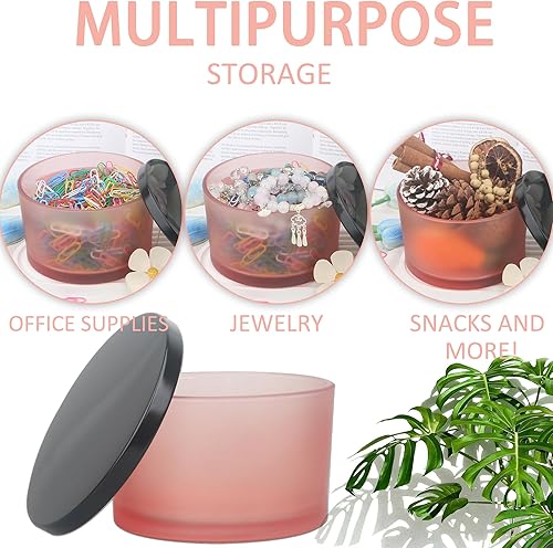 Miniatura 40 de MILIVIXAY Paquete de 6 tarros de vela de 24 onzas con tapas de metal y kits de fabricación de velas, 3 tarros de velas con mecha, recipientes