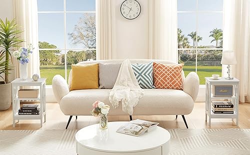 Miniatura 11 de VECELO Mesitas de noche modernas X-Design Mesa auxiliar con estante de almacenamiento para dormitorio, sala de estar,