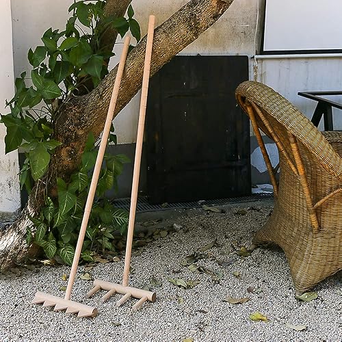 Miniatura 7 de Rastrillo de jardín zen para exteriores, grande, herramienta de rastrillo de jardín de roca de arena japonesa, 48 pulgadas de largo, 5 dientes,