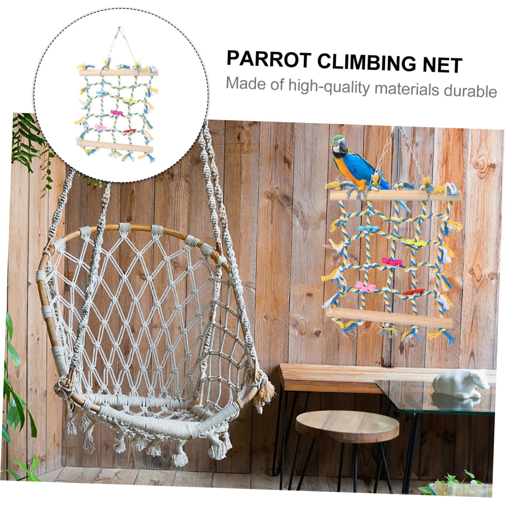 FRCOLOR 2 Pz Rete Arrampicata per Pappagalli Accessori per Gabbie Furetto Giocattolo Pappagallo per Scaletta Giocattoli Gabbia Giocattoli Maglia di Cotone E Lino Pet Mordere