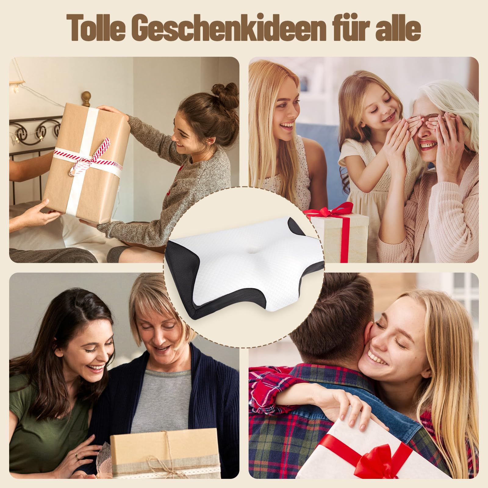 Curosleep Kissen,Orthopädisches Nackenkissen – Ergonomisches Memory Foam Kissen für Seitenschläfer & Rückenschläfer gegen Nackenschmerzen, Atmungsaktives Schlafkissen mit Waschbarem Bezug (Schwarz)