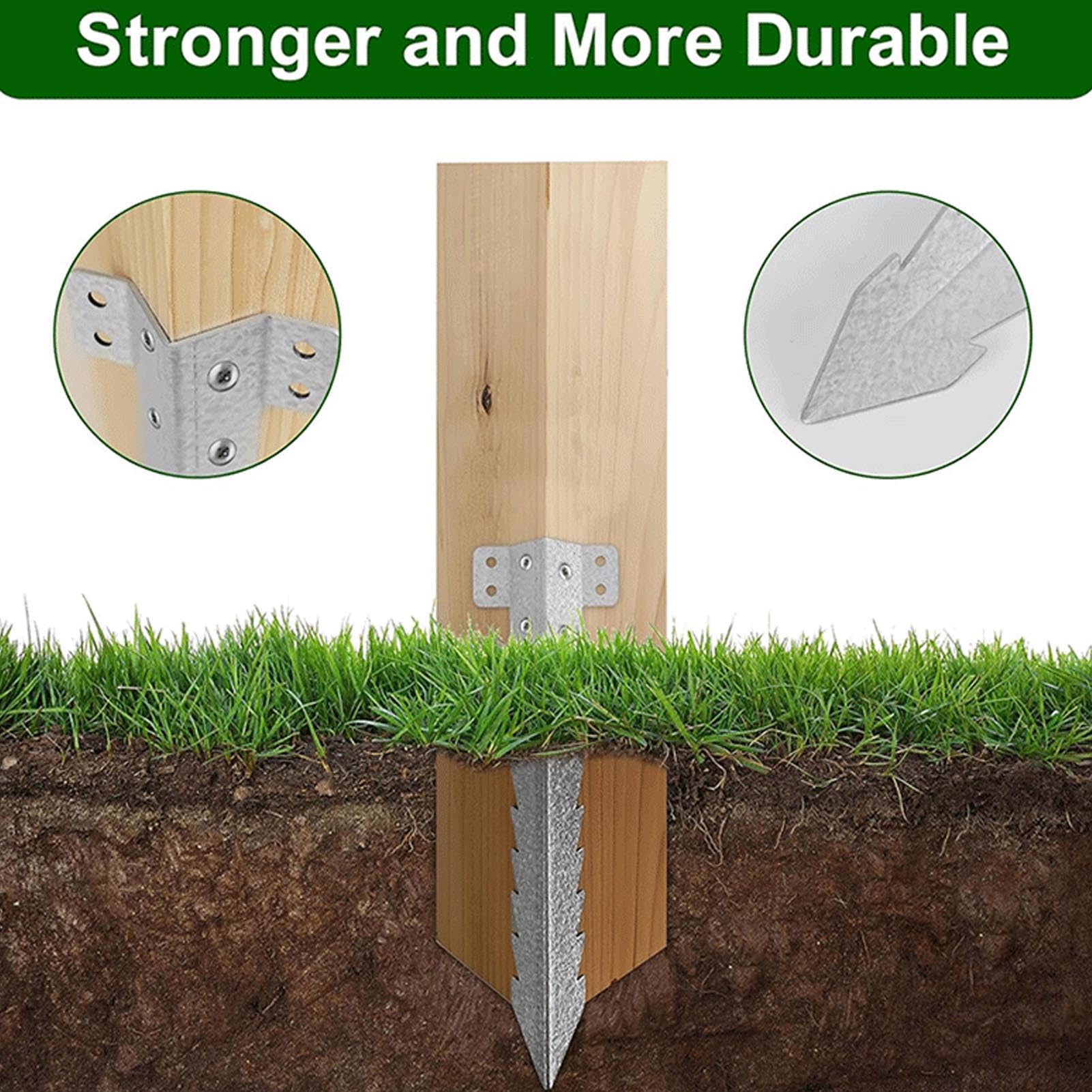 Lot de 10 Piquets Traverses, Supports Traverses Chemin Fer, Piquets Fixation en Métal Robustes, Réparation pour Poteaux Clôture, Ancrages, de Sol pour Jardinières