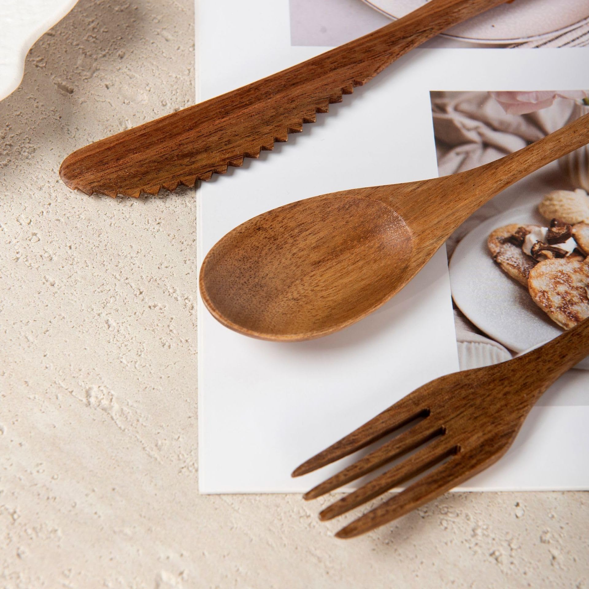 Cucchiai E Forchette Di Legno Set Di Posate Portatili In Legno Color Noce 8 Set Riutilizzabili Per Cene In Casa