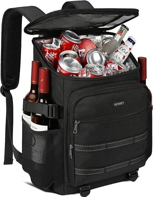NEWHEY Cooler Bag Picnic Backpack Insulated Large Waterproof Cooler Backpack 30L Leakproof Picnic Linch Bag for Camping Picnic Hiking BBQ Beach Black