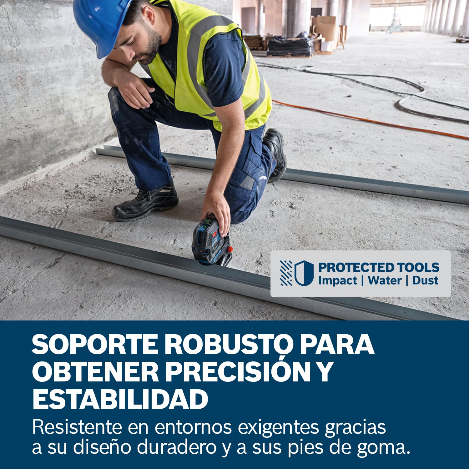 Bosch Professional Soporte RM 20 (diseño robusto, patas de goma, imanes potentes, orificios para tornillos, compatible con el GCL 12V-50-22 CG, ajuste exacto de la altura con clip para techo DK 20)