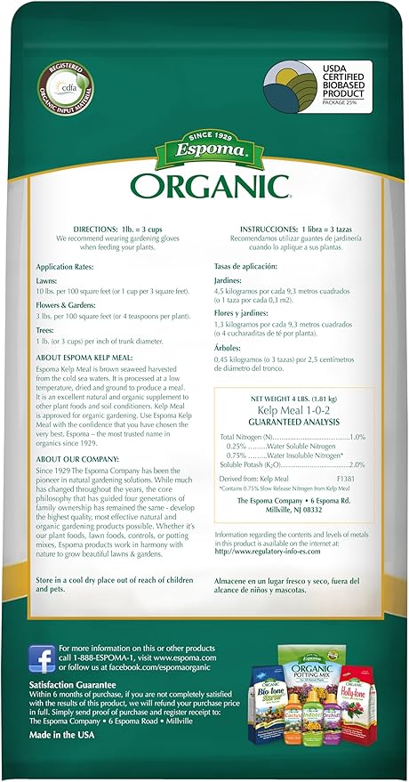 Espoma Organic Kelp Meal 1-0-2 Abono Vegetal 4 lb Bolsa miniatura 2