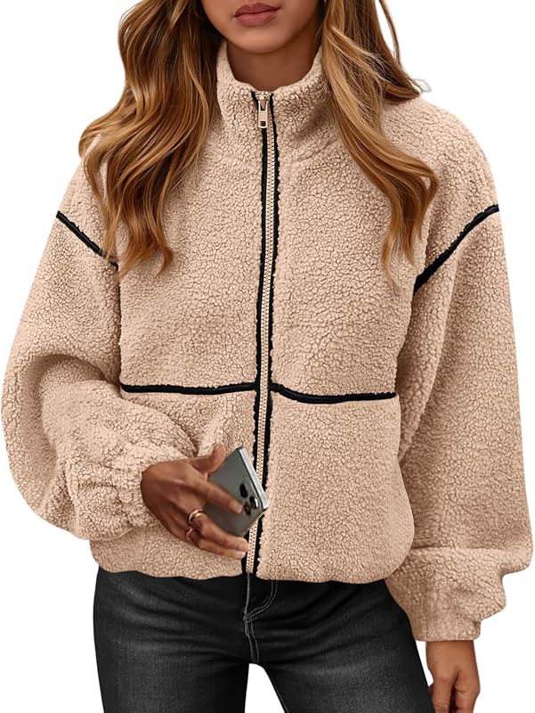 Sherpa Jacket Women Fleece Zip Up Winter Coats