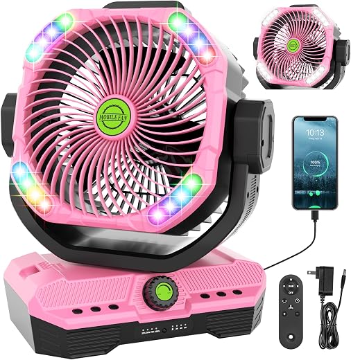 TDLOL 45000mAh Battery Powered Fan Rechargeable, High Velocity 360°Auto-oscillating Powerful Airflow Battery Operated Fan...