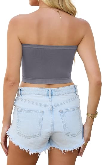 4 Pieces Tube Top Strapless Tops for Women Summer Bandeau Basic Crop Tops Sleeveless Shirt 2026