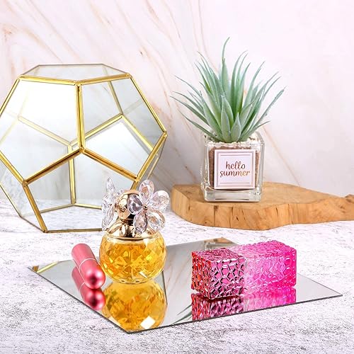 Miniatura 5 de Muzilife Juego de platos de vela de espejo cuadrado de 10 pulgadas, bandejas de espejo de 0.079 in de grosor, caja de 12 platos de vela de vidrio