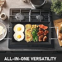 Vista 4 de Utheer Plancha antiadherente mejorada de hierro fundido para parrilla de gas, parrilla de doble quemador de 26.7 x 8.6 pulgadas, placa superior