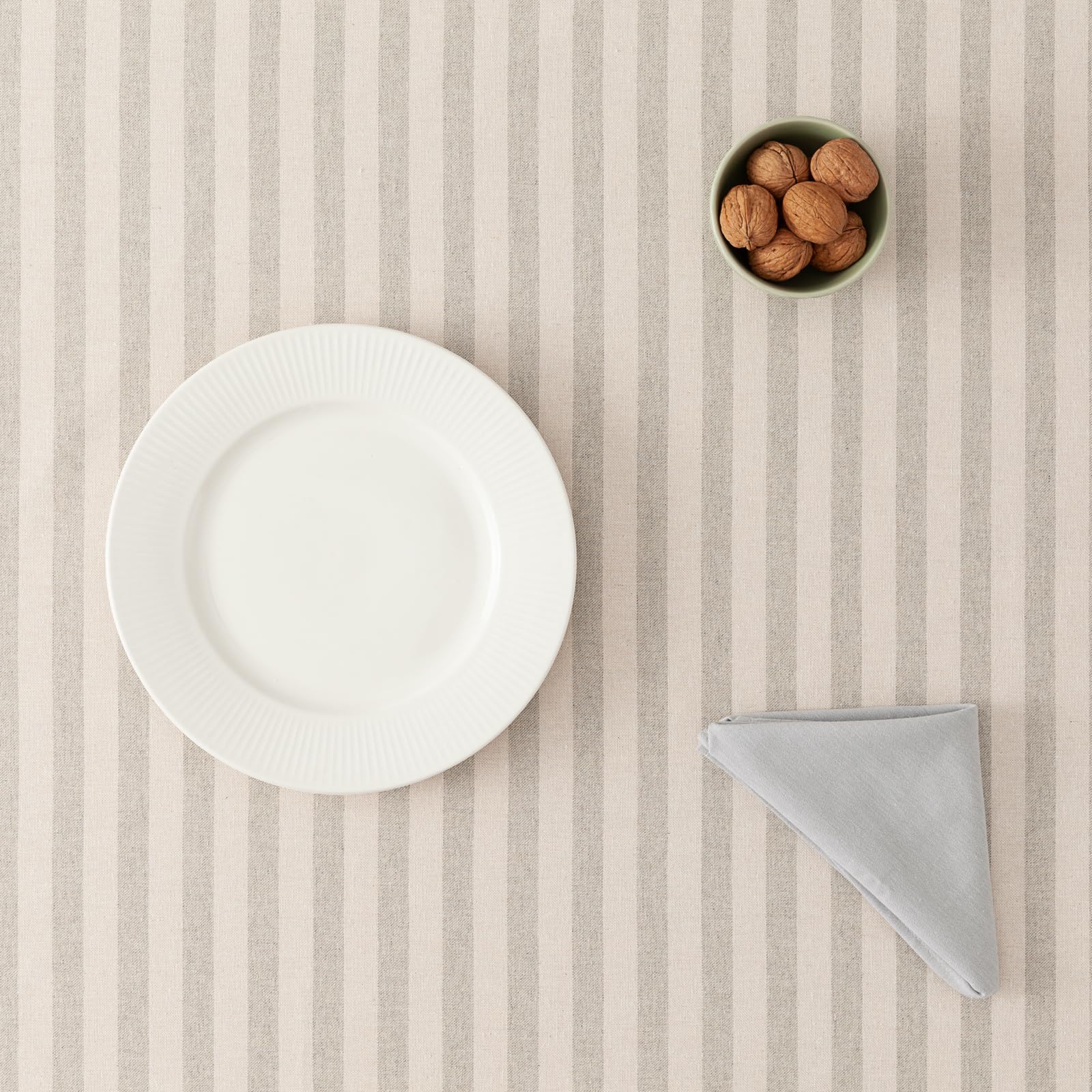 GAMUSI Light Gray Striped Waterproof Touchproof Tablecloth 100% Cotton Washable Fabric for Indoor and Outdoor Use 55 x 55 in / 140 x 140 cm - Image 4