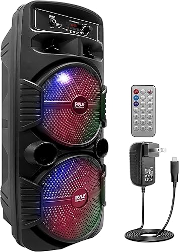 Miniatura 5 de Pyle Altavoz Bluetooth recargable de 400 W para exteriores, sistema PA portátil con subwoofer de 8 pulgadas, tweeter de 1 pulgada y sistema de