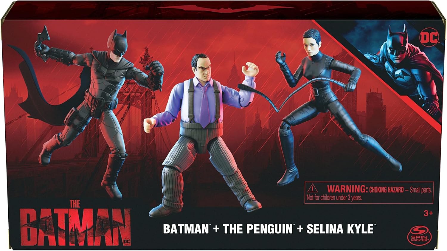 DC Comics, Batman 3-Pack with Exclusive 4” Batman, Selina Kyle, The Penguin Action Figures, 3 Accessories, Batman Movie Kids Toys (Amazon Exclusive)