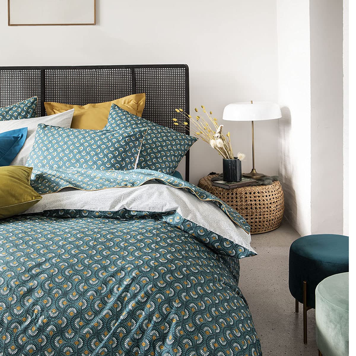 Housse de couette imprimée Eclipse percale de coton linge de lit respirant