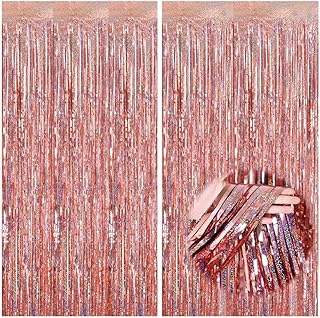 زتوزون 2 عبوة 3.2 قدم × 6.5 قدم ليزر لامع لامع من الرقائق المعدنية ستائر كشك التصوير خلفيات لعيد الميلاد والزفاف والخطوبة وحفلات استقبال المولود وحفلات توديع العزوبية