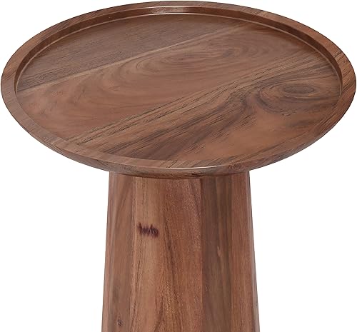 Miniatura 4 de SIMPLIHOME Dayton - Mesa decorativa redonda de madera maciza de mango de 13 pulgadas de ancho en coñac claro, totalmente montada, para sala de estar