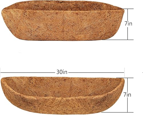 Miniatura 2 de ROMXECZ Trough - Paquete de 3 revestimientos de coco de 24 pulgadas, forro de repuesto de fibra de coco natural, cesta colgante de pared para