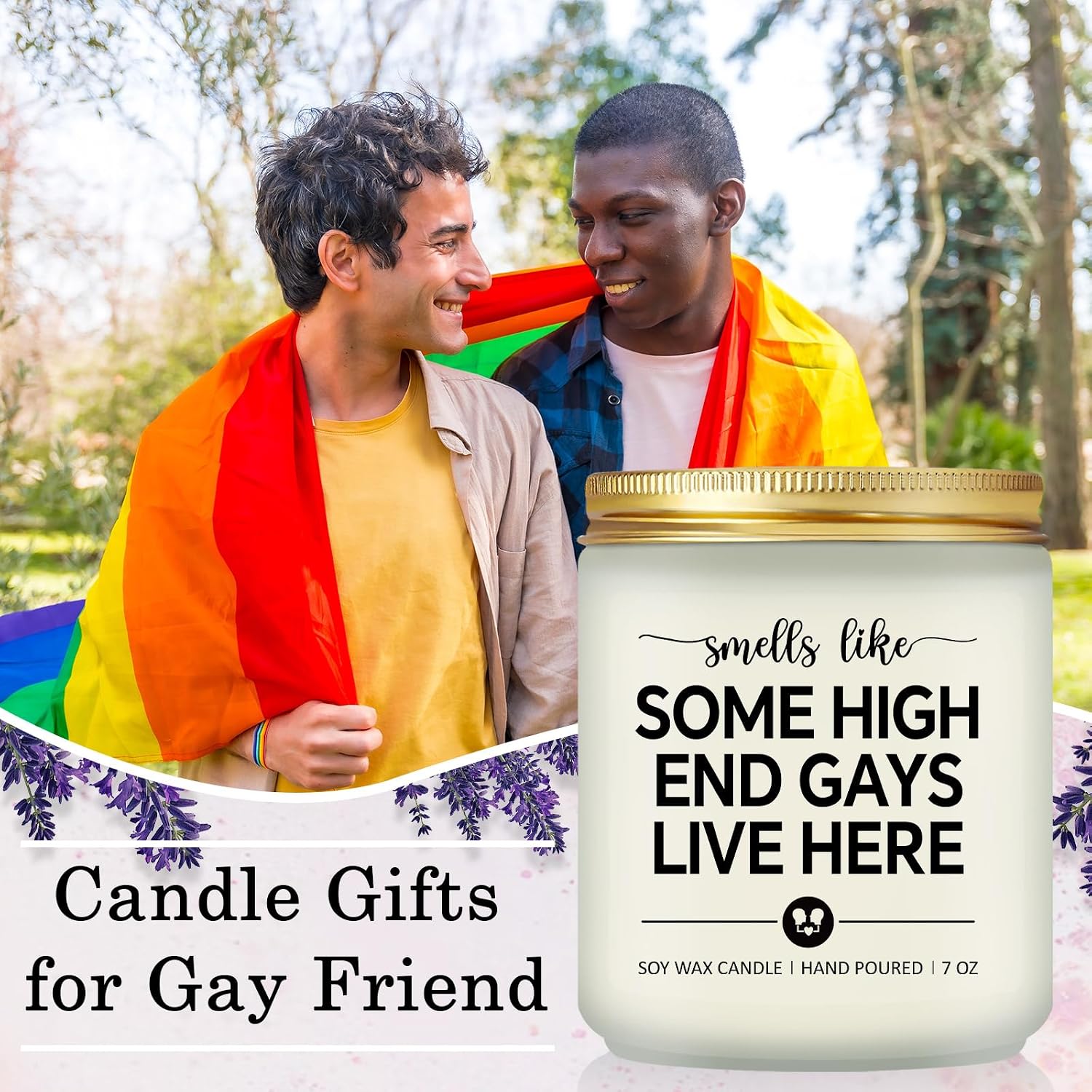 Maybeone Gay Gifts for Men, Pride Gifts for LGBTQ, Gay Valentines Day Christmas White Elephant Present, 7 Oz LGBT Candle