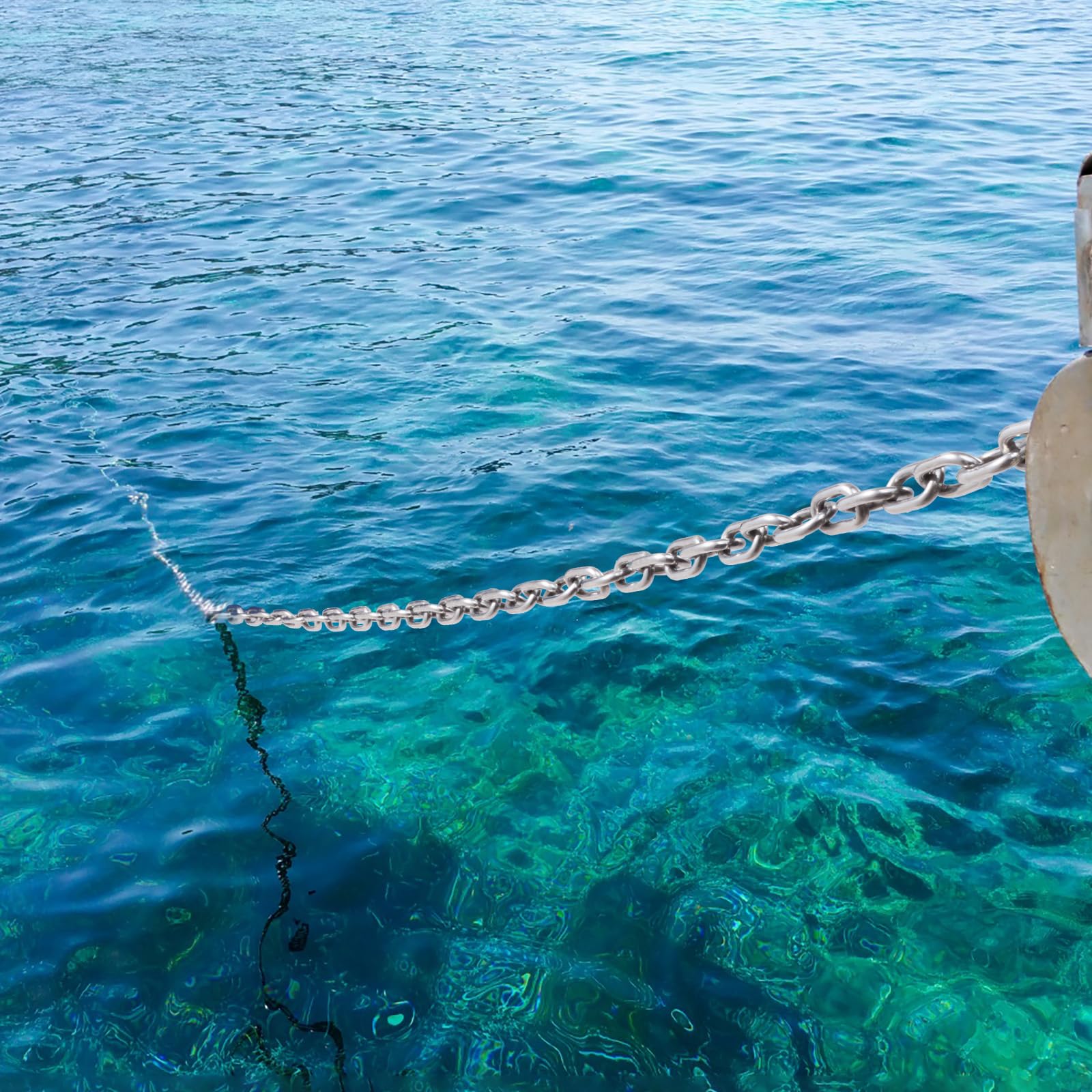 VEVOR Cadena de Ancla para Barcos 6,35 mm x 1,2 m BS, Cadena de Ancla de Acero Inoxidable 316 de Grado Marino con Grilletes de Anillo de Bloqueo Doble para Cubierta, Funciona con Varios Anclas