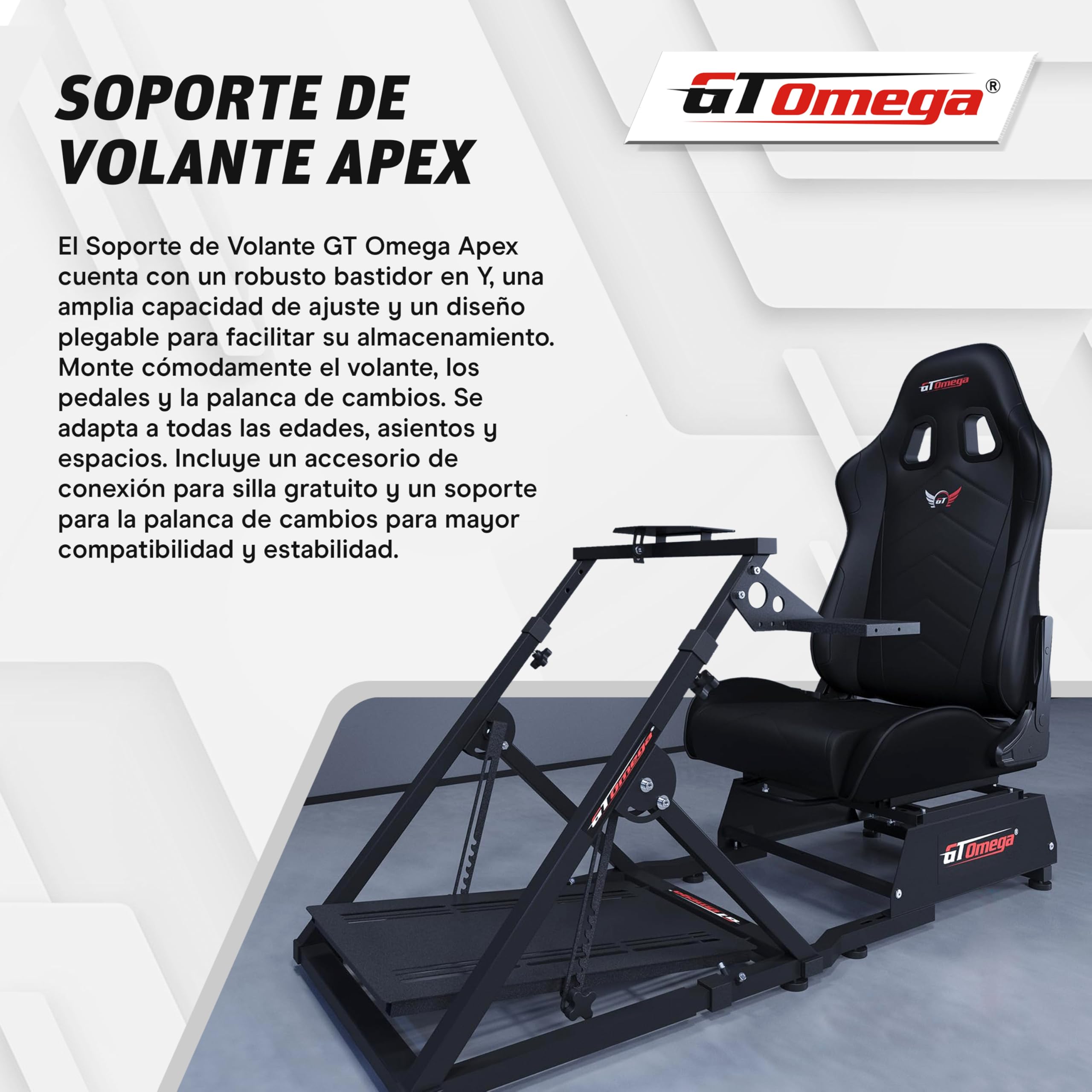 GT OMEGA APEX Soporte para Volante - Compatible con Logitech G923, G29, G920, Thrustmaster T300, T500 TX y TH8A, PS4, Xbox y Fanatec