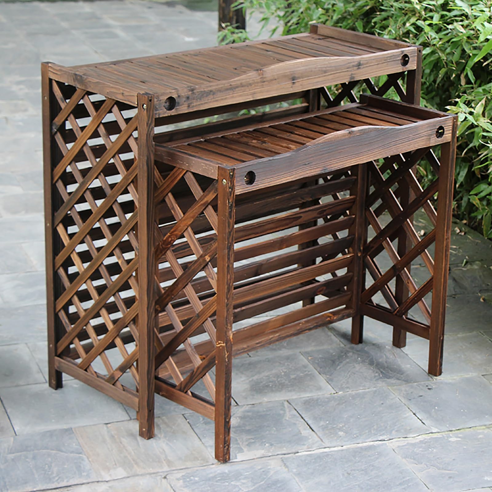 Cache-climatiseur extérieur en bois 85x35x75 cm avec support fleurs