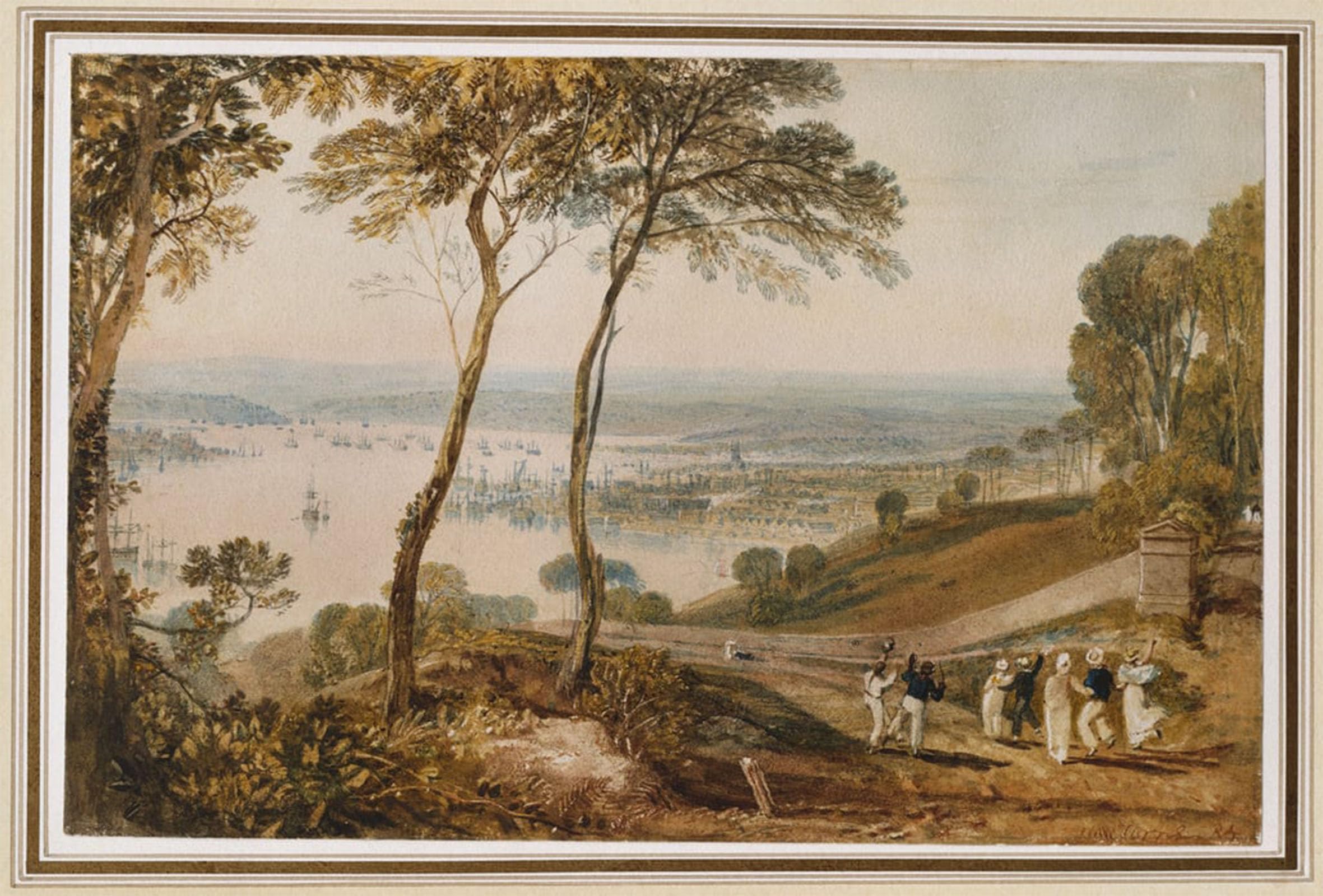 ARTXLXXBN Famous Prints Artwork Pictures Poster Painting Art Dock From Near Mount Edgecumbe by Mallord William Turner Artwork Landscape Pictures for Home Decor 60x90cm