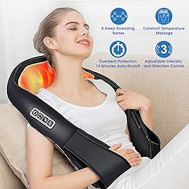LAOBEN Neck and Shoulder Massager with Heat, Shiatsu Neck Massager for Neck and Shoulder Massage, Neck and Back Massager for Office & Home Use, Birthday Gifts